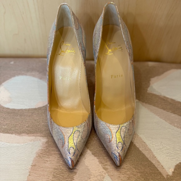 Christian Louboutin PIGALLE FOLLIES 100 Lurex Flame Pump Heel Shoes $745 Size 36 - Picture 4 of 5